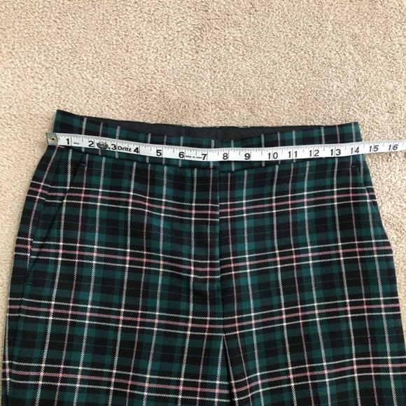Ann Taylor Green Pink Plaid High Waist Ankle Pants 0 Petite - Picture 12 of 15